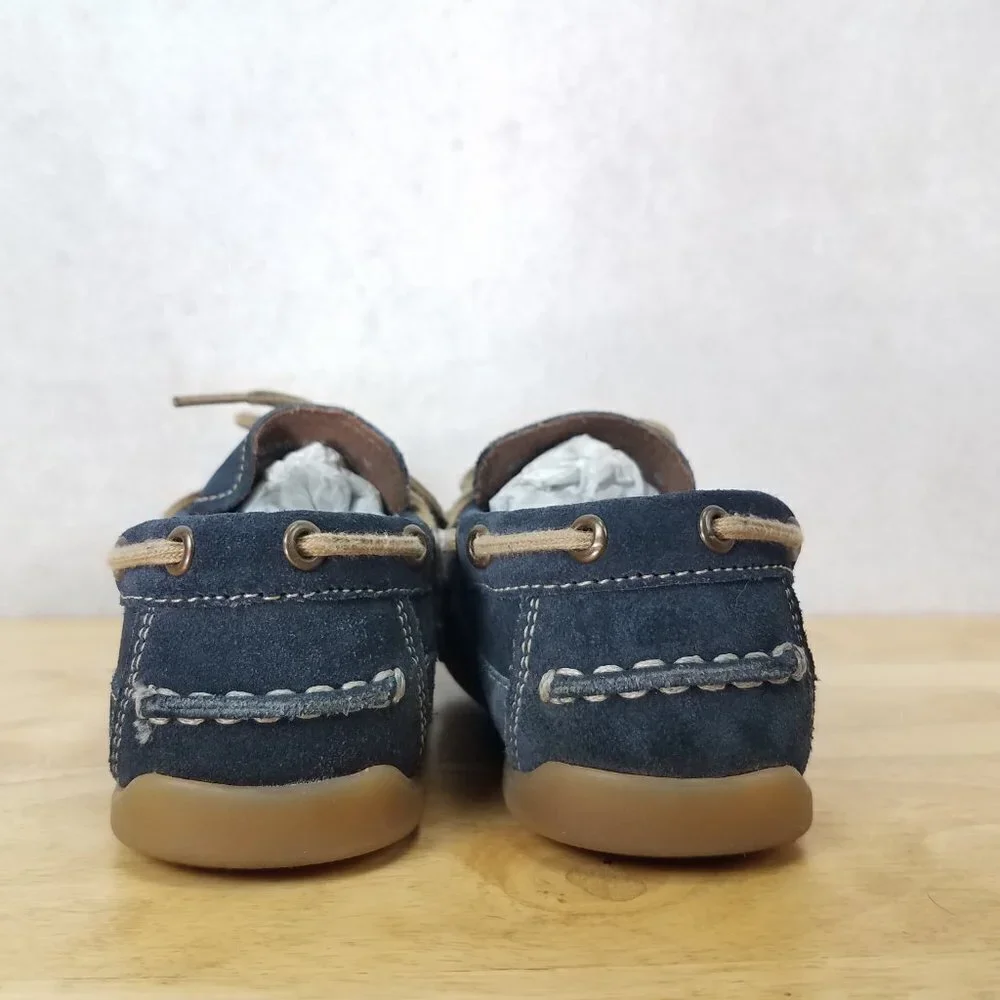 Florsheim Kids US 1.5 Jasper Tie Jr. Boat Shoe Suede Genuine Leather in Navy